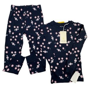 NEW Petit Lem Kids Pajama Set Navy Candy Organic Cotton Top Pants Size 5 Holiday